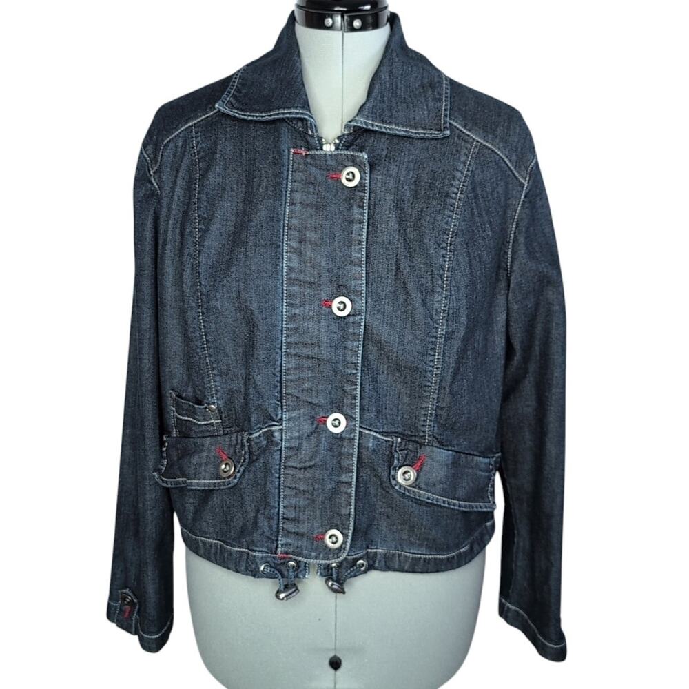 Chico's Platinum Denim Jacket Full Zip & Button Closure, Chico's Size 2